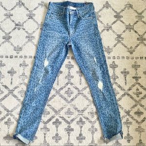 Lucky Brand leopard print distressed ankle skinny jean